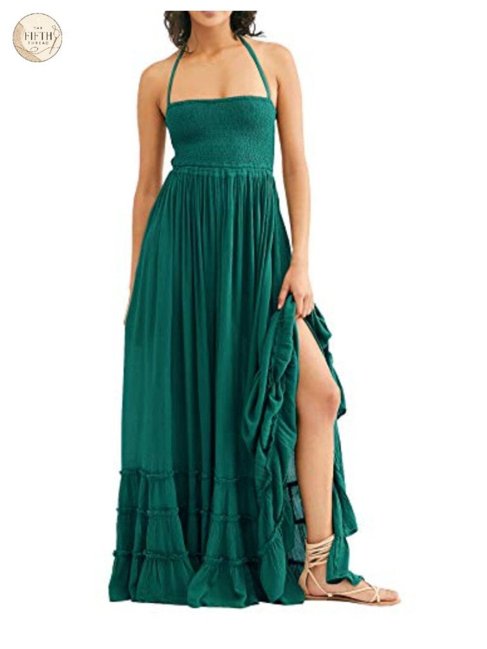 R.Vivimos Cotton Rayon Backless Halter Maxi Dress Boho Summer